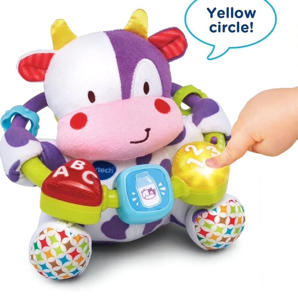 Vtech Purple and Yellow Learning Cow Toy with Rattles